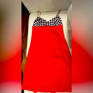 Vintage 90s black and white beaded embroidered top in red